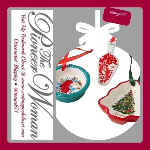 2021 🦋 New Pioneer Woman Christmas Baking Ornament Bundle, Set of 3 - Picture 1 of 7